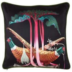 Klaus Haapaniemi & Co. Pheasants And Rhubarbs Cushion Cover, Silk