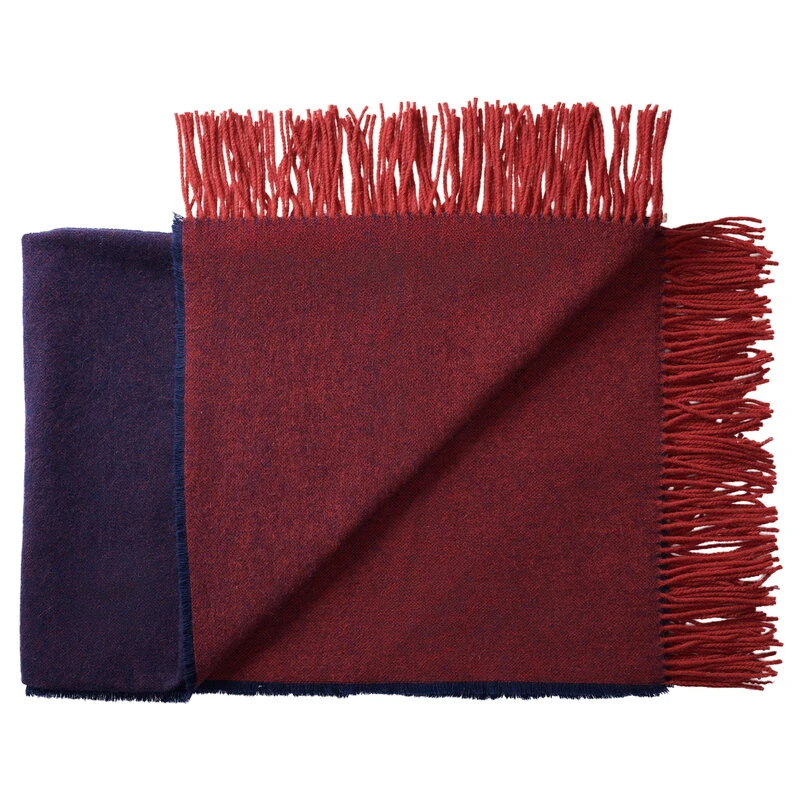 Silkeborg Uldspinderi Franja Throw, Burgundy Blue 3 Silkeborg Uldspinderi Franja Throw, Burgundy Blue