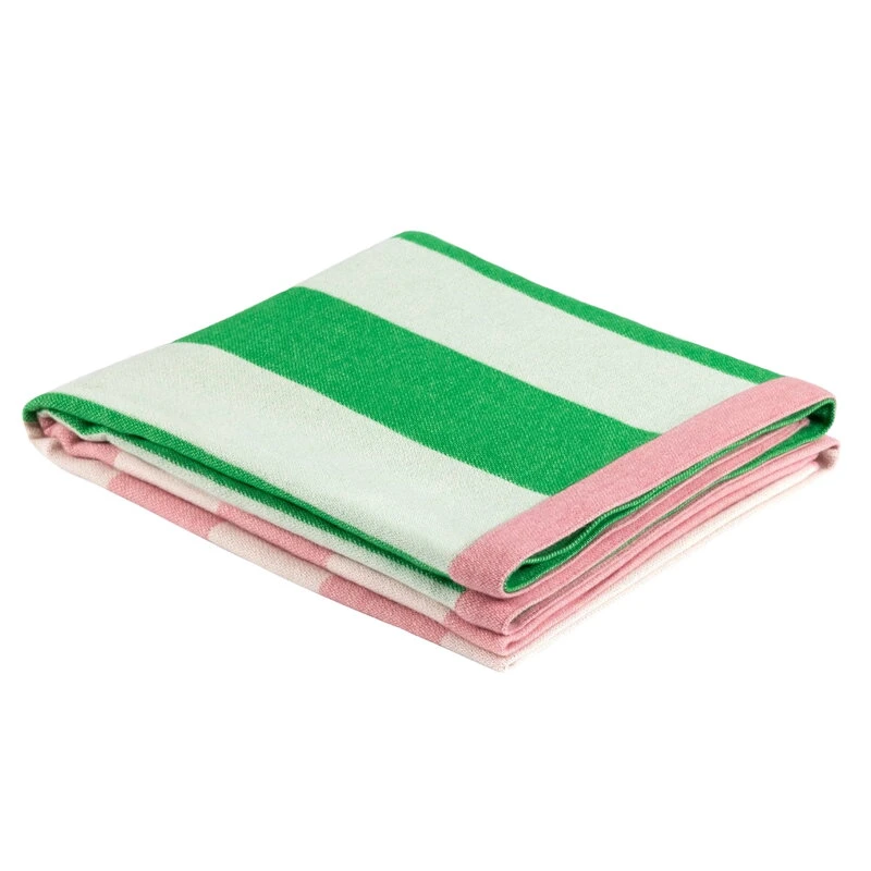 Hem Stripe Throw, 130 X 180 Cm, Pink - Green 3 Hem Stripe Throw, 130 X 180 Cm, Pink - Green