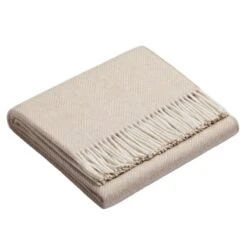 Sibast Alpaca Throw, Herringbone Beige