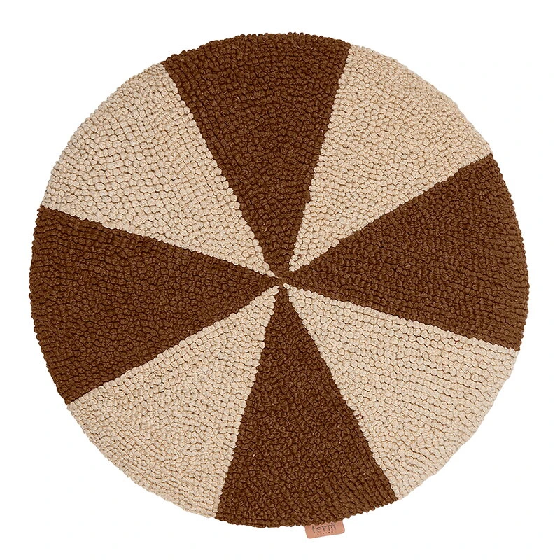 Ferm LIVING Arch Embroided Cushion, Round, Dark Brick - Offwhite 3 Ferm LIVING Arch Embroided Cushion, Round, Dark Brick - Offwhite