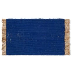 Ferm LIVING Block Mat, 80 X 50 Cm, Bright Blue - Natural