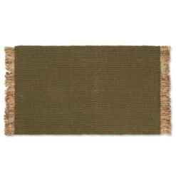 Ferm LIVING Block Mat, 80 X 50 Cm, Olive - Natural