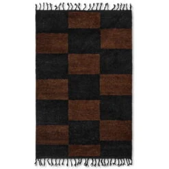 Ferm LIVING Mara Knotted Rug, L, Black - Chocolate