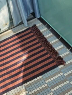 HAY Stripes And Stripes Door Mat, Navy Cacao -Fine Home Textiles Store Aquarelle vertical ice blue Stripes and Stripes navy cacao 1