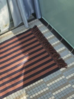 HAY Stripes And Stripes Rug, 65 X 300 Cm, Navy Cacao 11 HAY Stripes And Stripes Rug, 65 X 300 Cm, Navy Cacao -Fine Home Textiles Store Aquarelle vertical ice blue Stripes and Stripes navy cacao