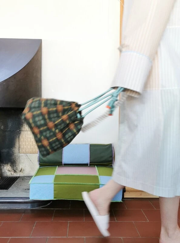 Juslin Maunula Floor Pouf, 60 X 60 Cm, Beige - Sky Blue 7 Juslin Maunula Floor Pouf, 60 X 60 Cm, Beige - Sky Blue - Image 5