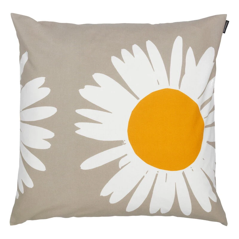Marimekko Auringonkukka Cushion Cover, 50 X 50 Cm, Beige - White - Yellow 3 Marimekko Auringonkukka Cushion Cover, 50 X 50 Cm, Beige - White - Yellow