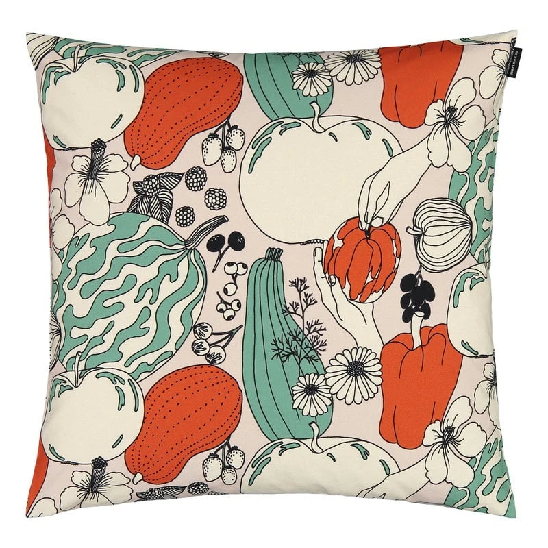 Marimekko Vihannesmaa Cushion Cover 50 X 50 Cm, Cotton - Red - Green 3 Marimekko Vihannesmaa Cushion Cover 50 X 50 Cm, Cotton - Red - Green