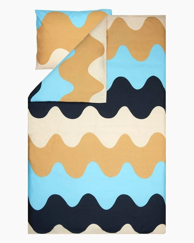Marimekko Lokki Duvet Cover 150 X 210 Cm, Blue - Beige - White 4 Marimekko Lokki Duvet Cover 150 X 210 Cm, Blue - Beige - White - Image 2