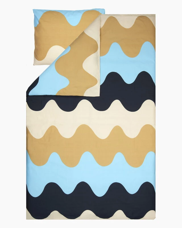 Marimekko Lokki Duvet Cover 240 X 220 Cm, Blue - Beige - White 4 Marimekko Lokki Duvet Cover 240 X 220 Cm, Blue - Beige - White - Image 2