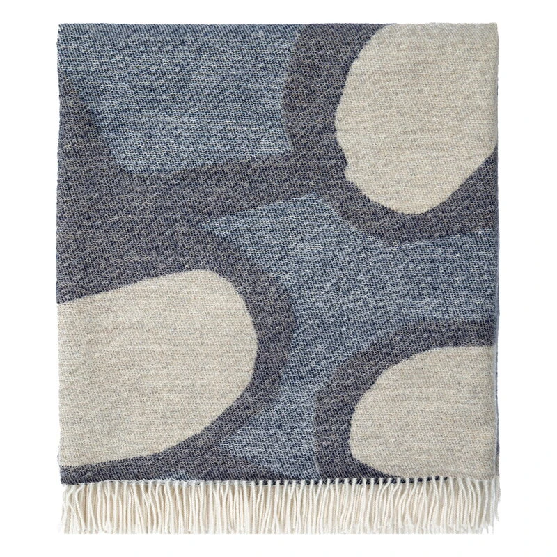 Marimekko Kevätkiuru Throw, Natural White - Dark Blue - Beige 4 Marimekko Kevätkiuru Throw, Natural White - Dark Blue - Beige - Image 2