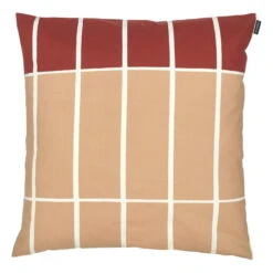 Marimekko Tiiliskivi Cushion Cover, 50 X 50 Cm, Beige-l.blue-reddish Brown