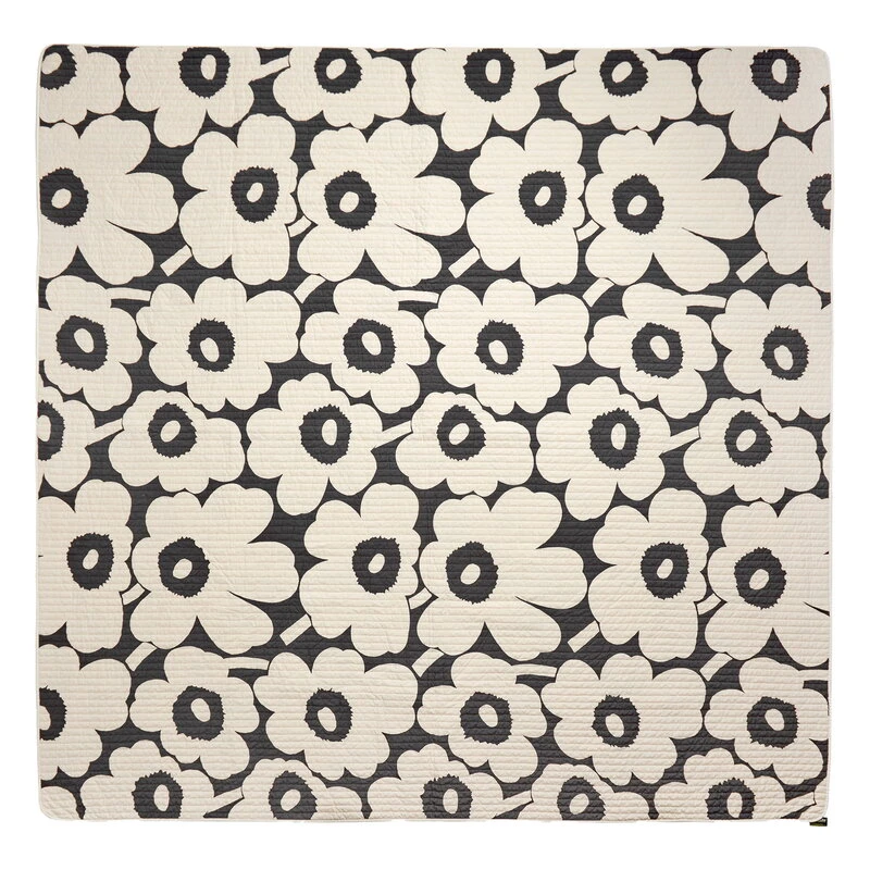 Marimekko Unikko Double Bed Cover, 260 X 260 Cm, Charcoal - Off-white 2 Marimekko Unikko Double Bed Cover, 260 X 260 Cm, Charcoal - Off-white