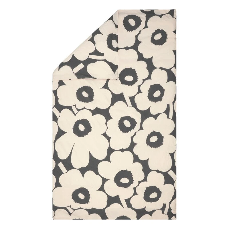 Marimekko Unikko Duvet Cover, 240 X 220 Cm, Charcoal - Off-white 3 Marimekko Unikko Duvet Cover, 240 X 220 Cm, Charcoal - Off-white