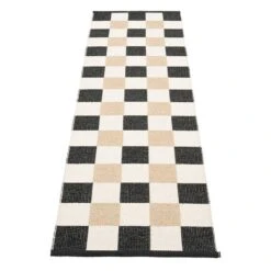 Pappelina Pix Rug, 70 X 240 Cm, Black - Vanilla - Beige