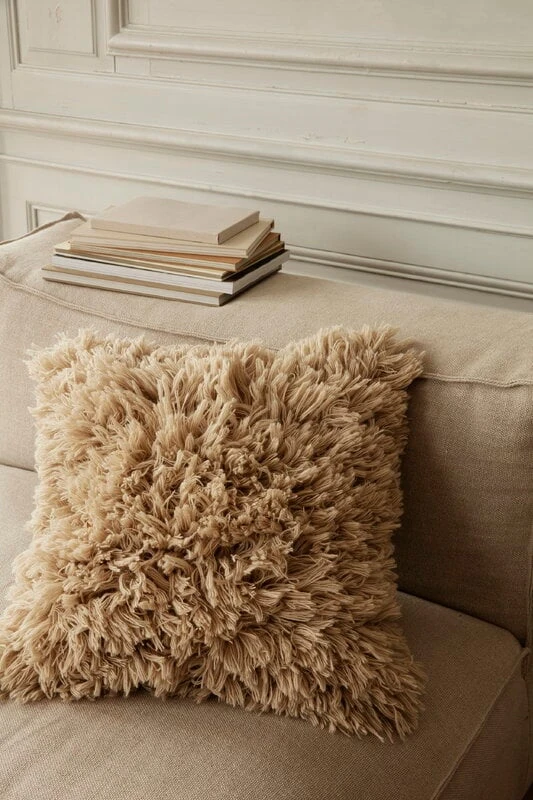 Ferm LIVING Meadow High Pile Cushion, Light Sand 6 Ferm LIVING Meadow High Pile Cushion, Light Sand - Image 4