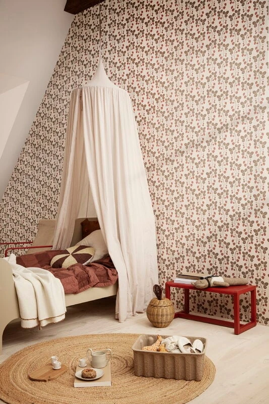 Ferm LIVING Arch Embroided Cushion, Round, Dark Brick - Offwhite 5 Ferm LIVING Arch Embroided Cushion, Round, Dark Brick - Offwhite - Image 3