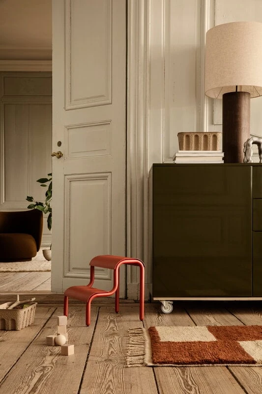 Ferm LIVING Mara Knotted Rug, S, Dark Brick - Offwhite 4 Ferm LIVING Mara Knotted Rug, S, Dark Brick - Offwhite - Image 2