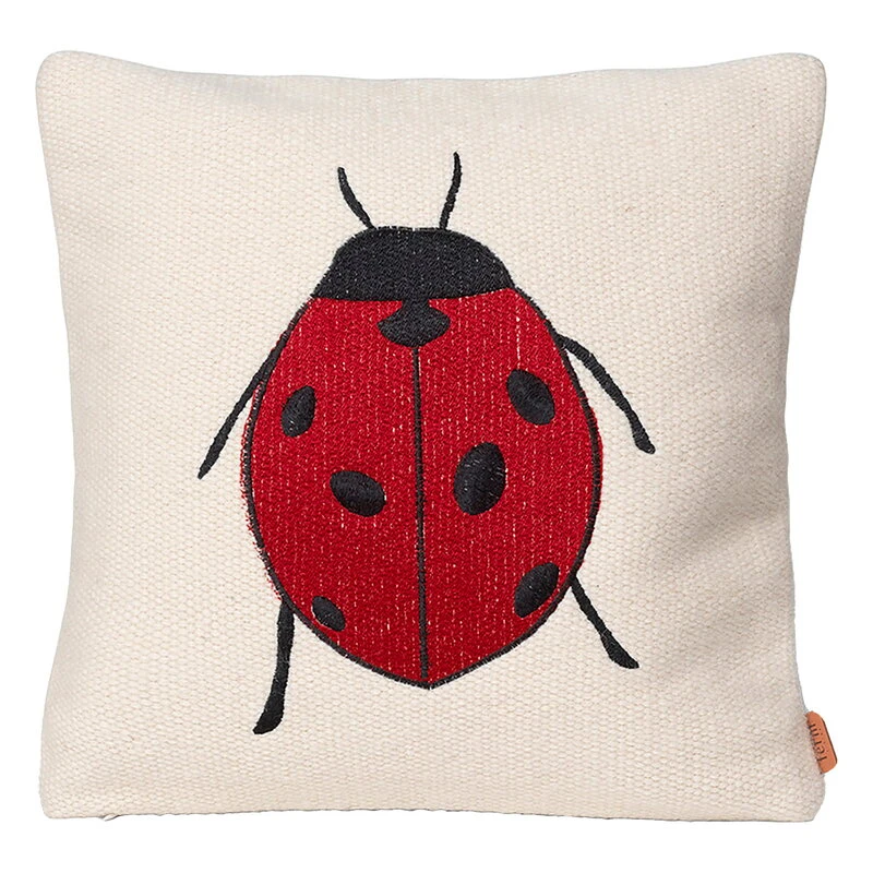 Ferm LIVING Forest Embroidered Cushion, Ladybird 3 Ferm LIVING Forest Embroidered Cushion, Ladybird