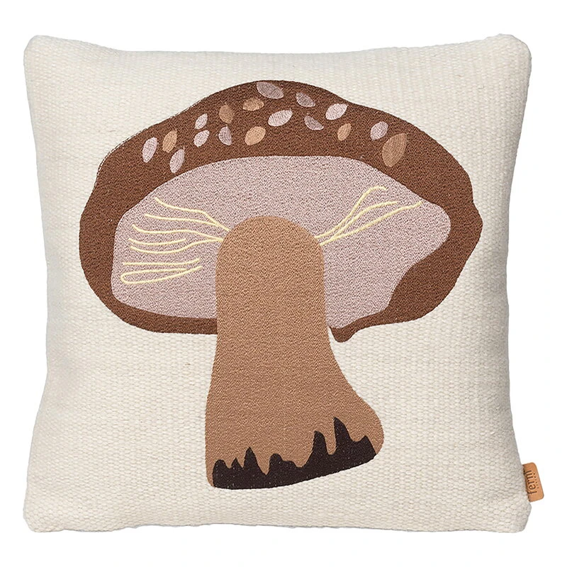Ferm LIVING Forest Embroidered Cushion, Porcini 3 Ferm LIVING Forest Embroidered Cushion, Porcini