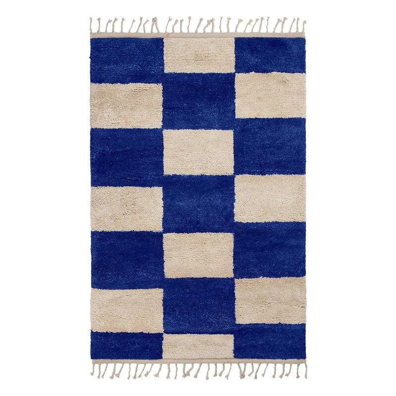 Ferm LIVING Mara Knotted Rug, L, Bright Blue - Offwhite 3 Ferm LIVING Mara Knotted Rug, L, Bright Blue - Offwhite