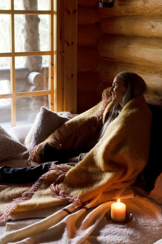 Lapuan Kankurit Revontuli Mohair Blanket, Powder - Ochre 6 Lapuan Kankurit Revontuli Mohair Blanket, Powder - Ochre - Image 4