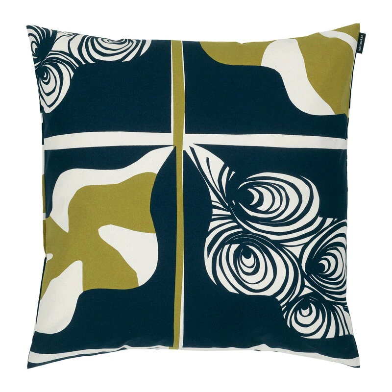 Marimekko Rukinlapa Cushion Cover, 50 X 50 Cm, Dark Blue - Olive - Cotton 3 Marimekko Rukinlapa Cushion Cover, 50 X 50 Cm, Dark Blue - Olive - Cotton